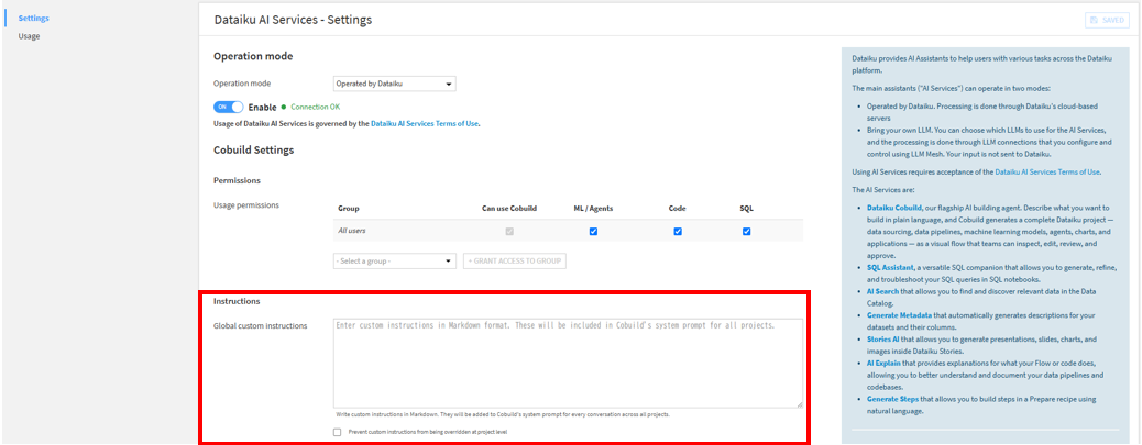 Global custom instructions